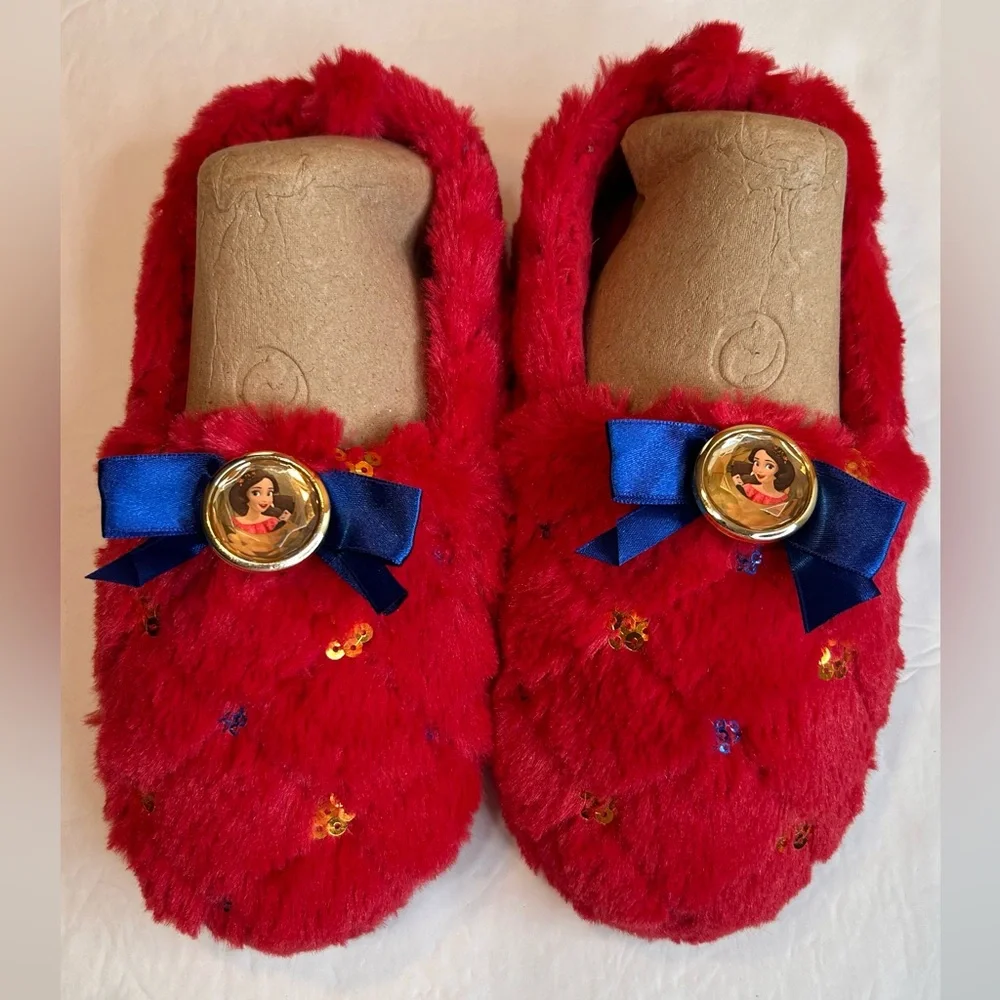 Disney Princess Elena of Avalor Red Slippers with Blue Accent Girls Size 2